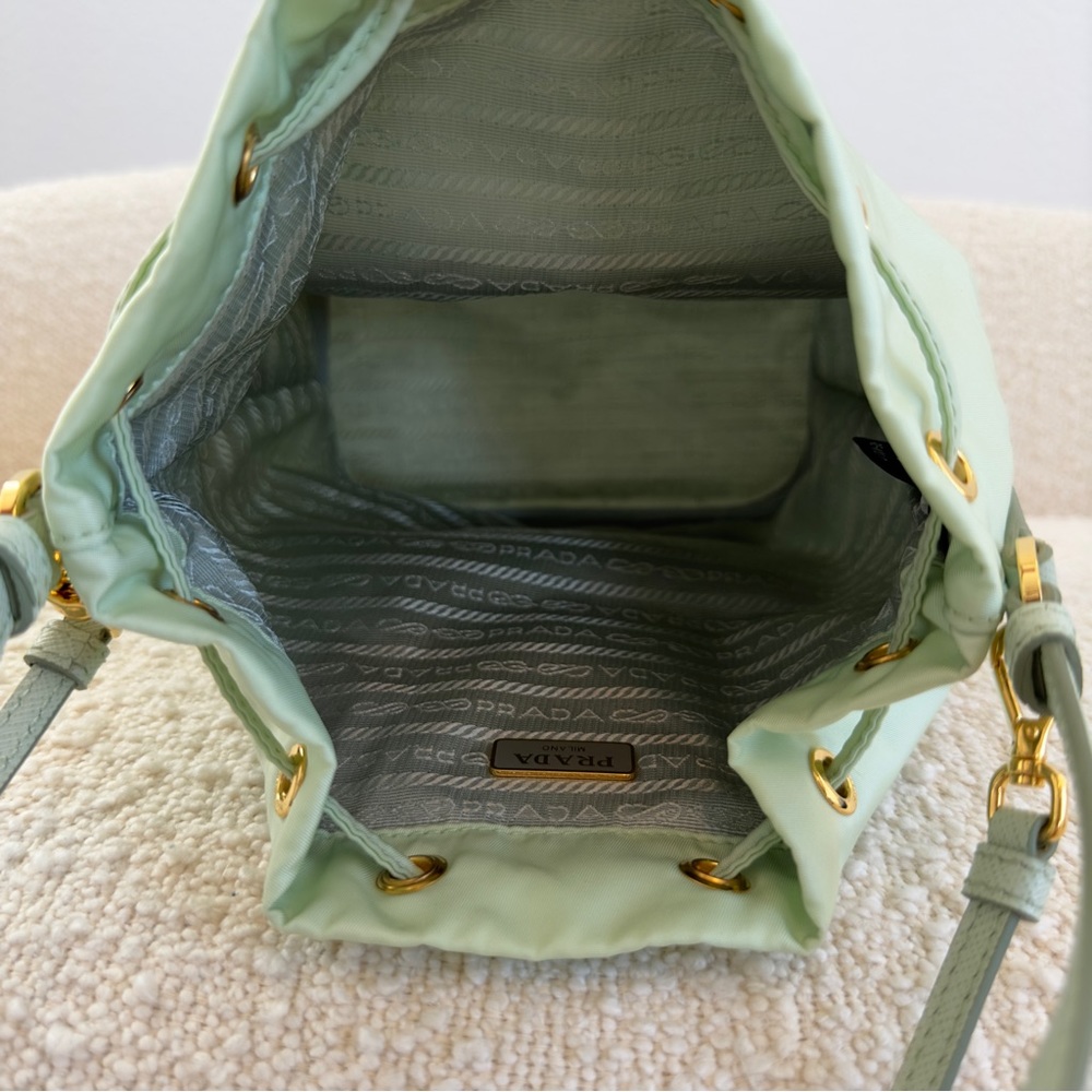 Prada “Aqua” Duet Re-Nylon Bucket Crossbody Handbag Purse - Picture 12 of 16